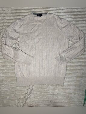 Lands' End Men's Crewneck Ribbed Sweater in beige